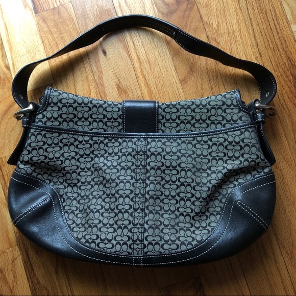 COACH Signature Black/Grey Leather Soho purse - Picture 6 of 8